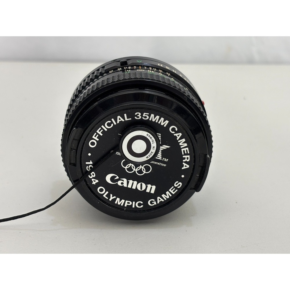 Canon FD 50mm f/1.8 Prime Lens Olympic Games Official Cap Black Vintage 1984